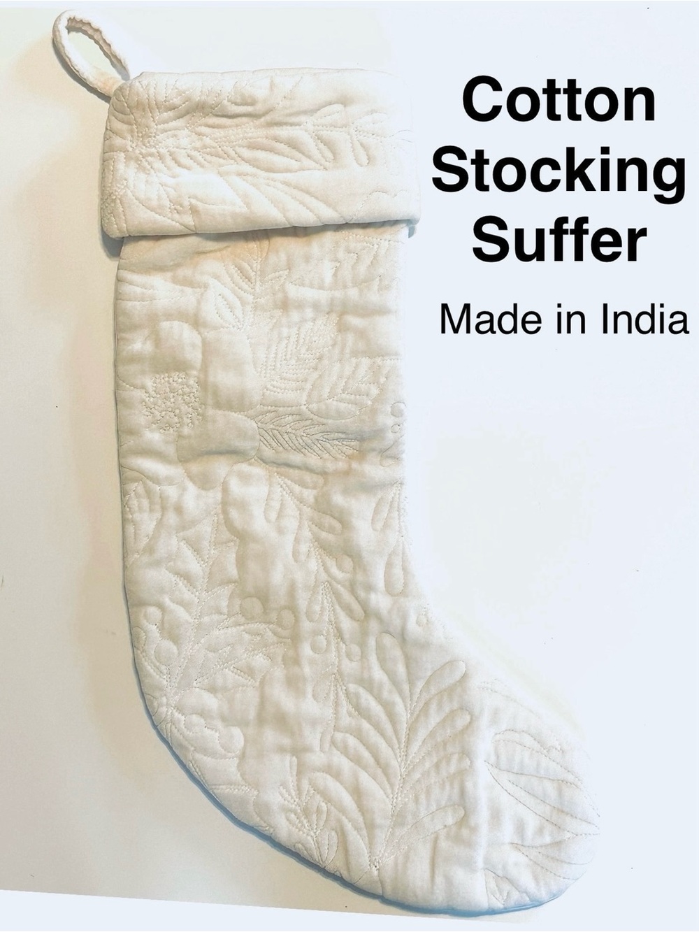 Cotton Quilted Stocking Made in India Christmas Gift Wrap Holiday Decor 🎁